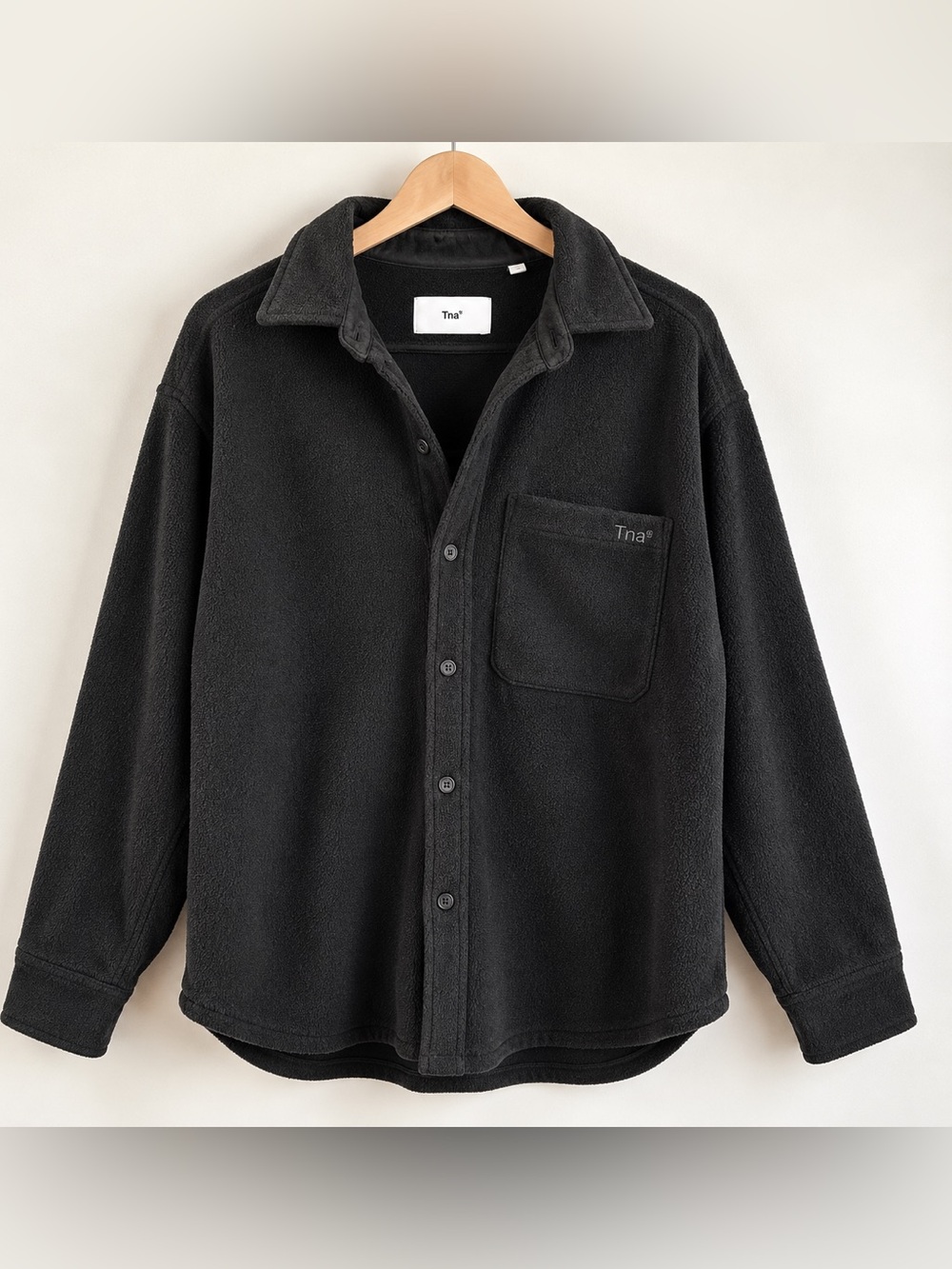 TNA Aritzia Polar Fleece Shirt Jacket Black Size M